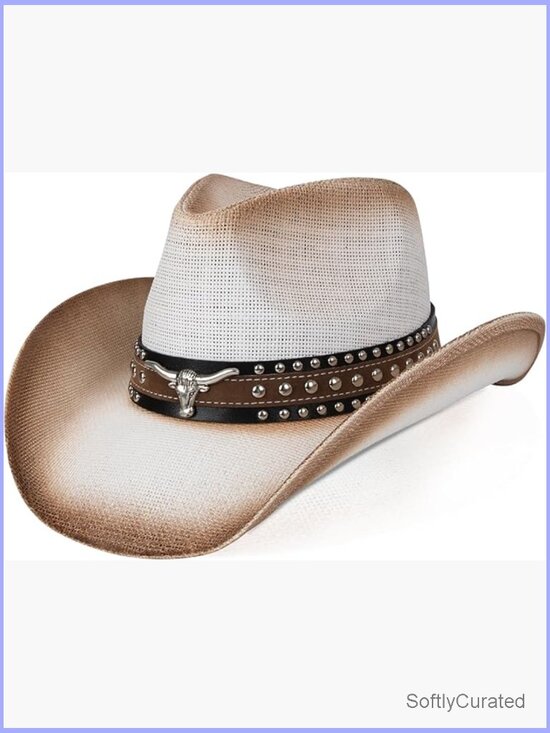 Straw Cowboy Hat Shapeable Brim with Adjustable Band
